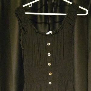 Chic Black Button-Front Midi Dress